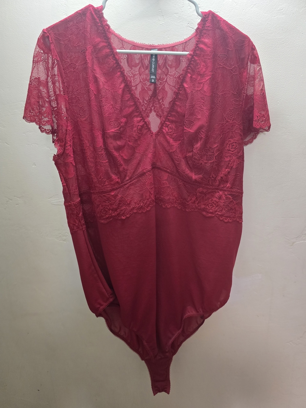 Torrid Red Lace V-Neck Bodysuit Chemise